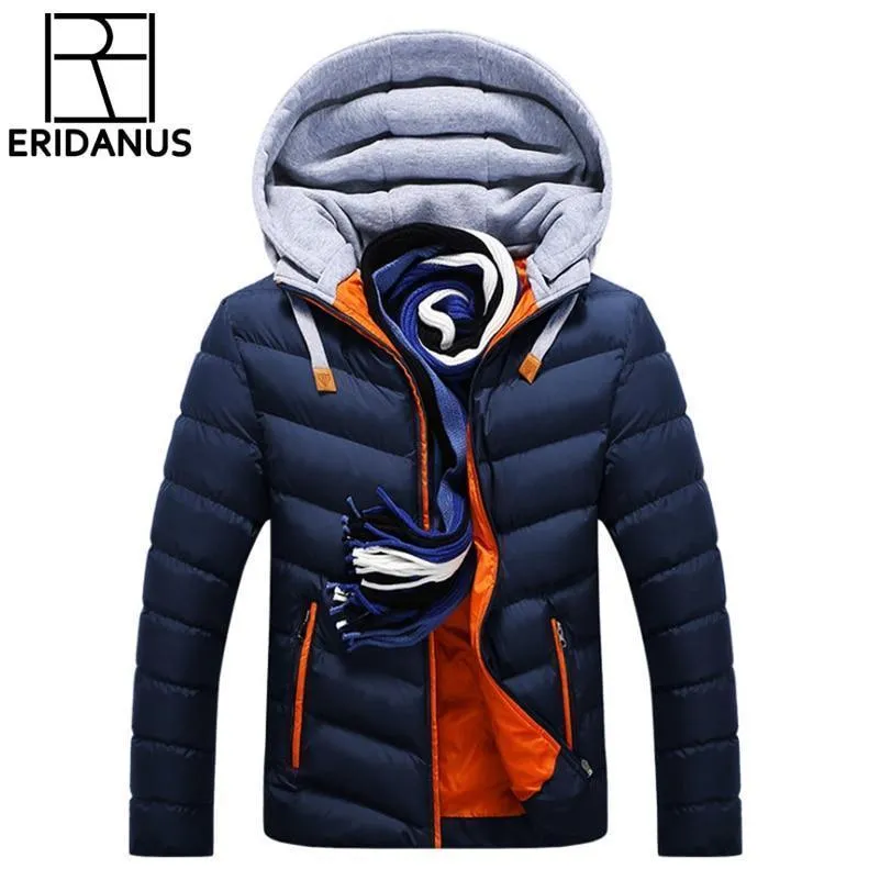 Winter Jacket Men Hat Detachable Warm Coat