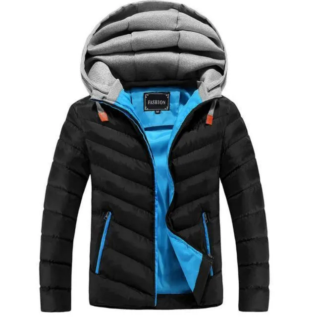 Winter Jacket Men Hat Detachable Warm Coat