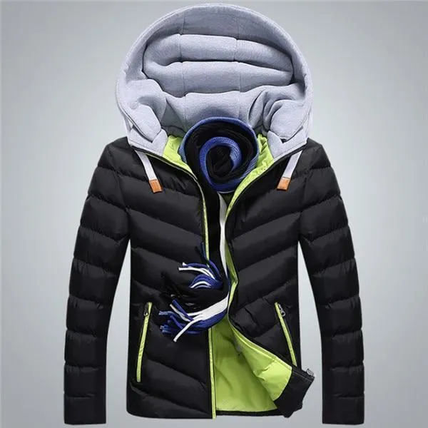 Winter Jacket Men Hat Detachable Warm Coat