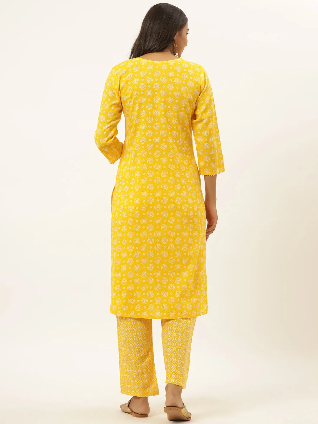 Women Mustrad Rayon Kurta Set