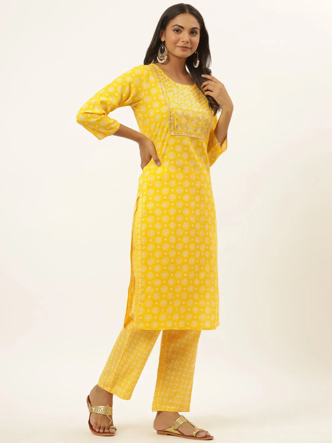 Women Mustrad Rayon Kurta Set