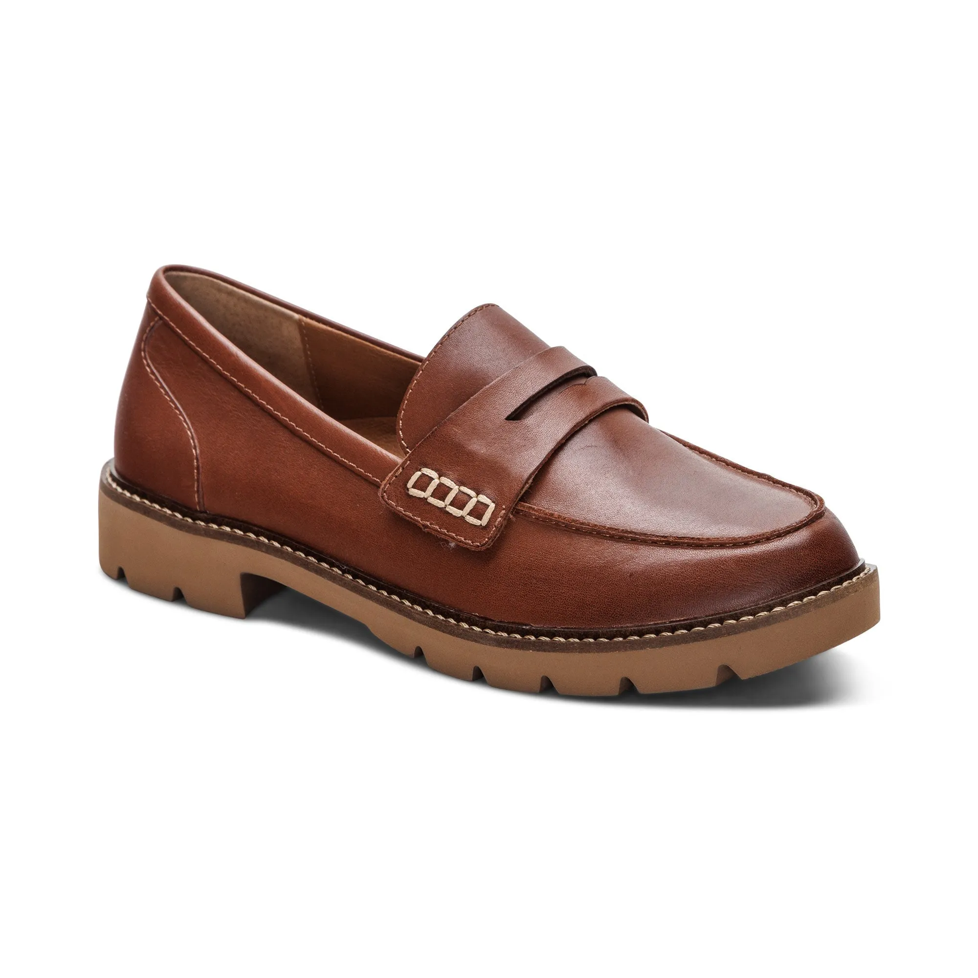 Women 's Aetrex Collette Arch Support Loafer Color: Cognac