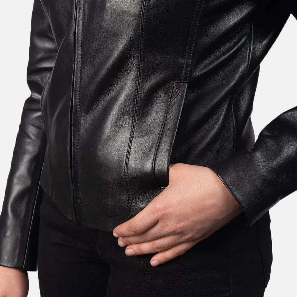 Womens Colette Black Leather Jacket