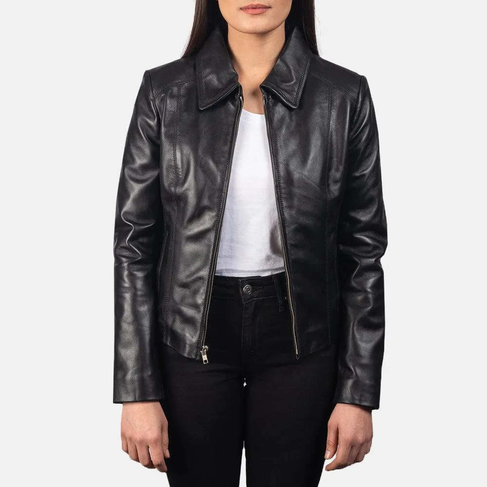 Womens Colette Black Leather Jacket