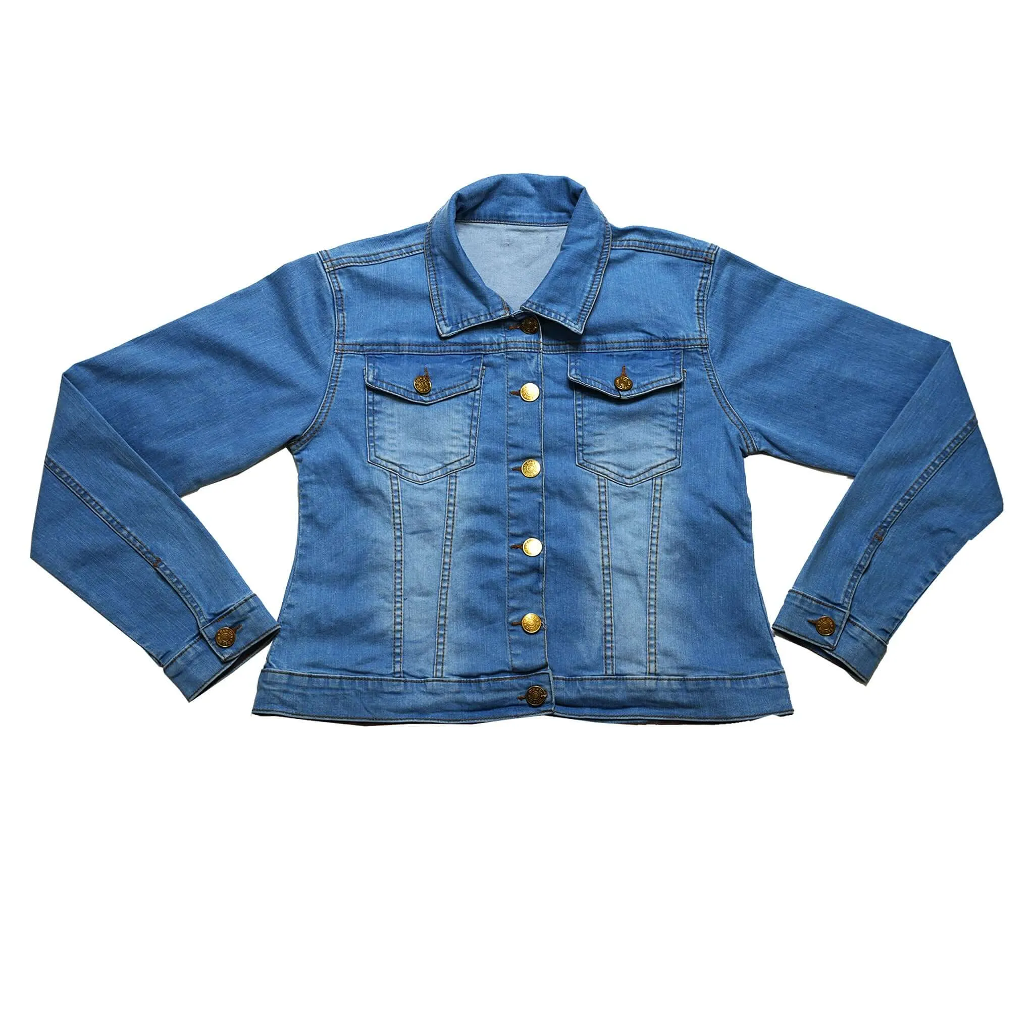 Women's Jean Jacket - Long Sleeves Button Closure