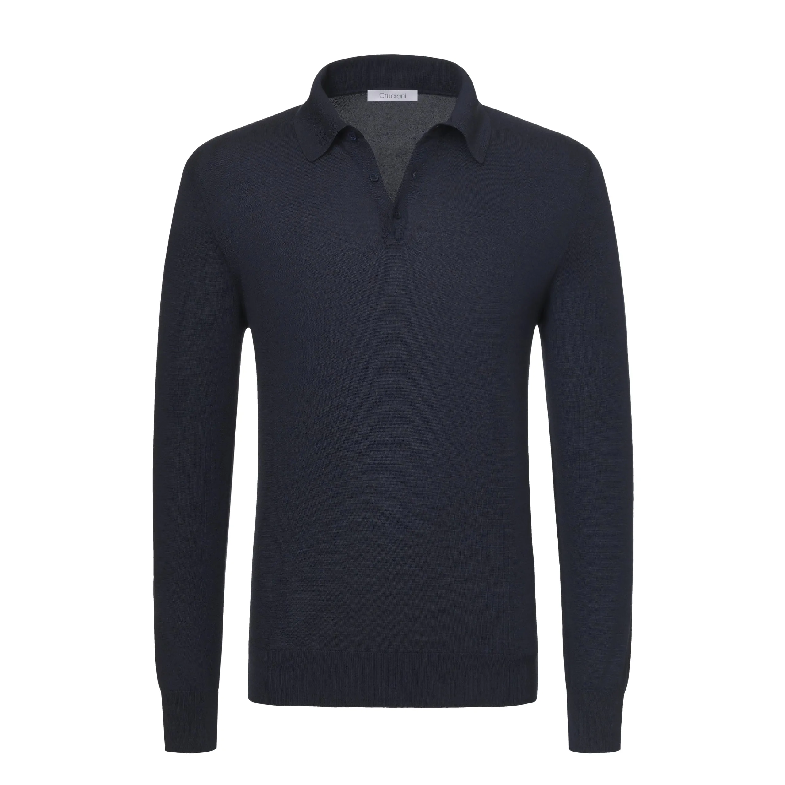 Wool Sweater Polo Shirt in Dark Blue Suit