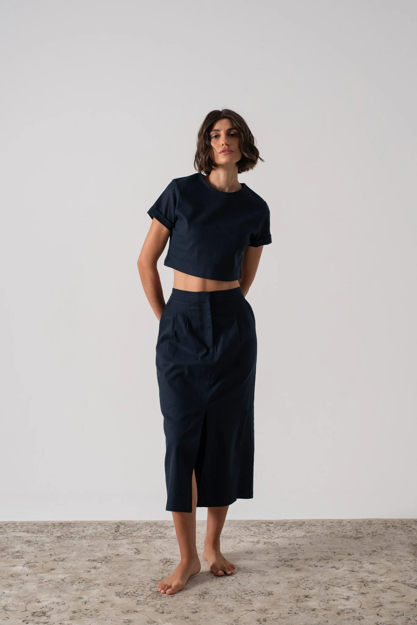 Zafiro Cropped Top in Navy