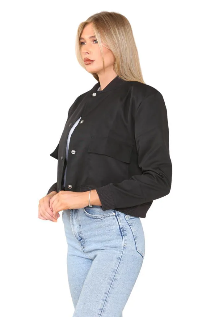 ZARA'S BOMBER POCKET JACKET-BLACK