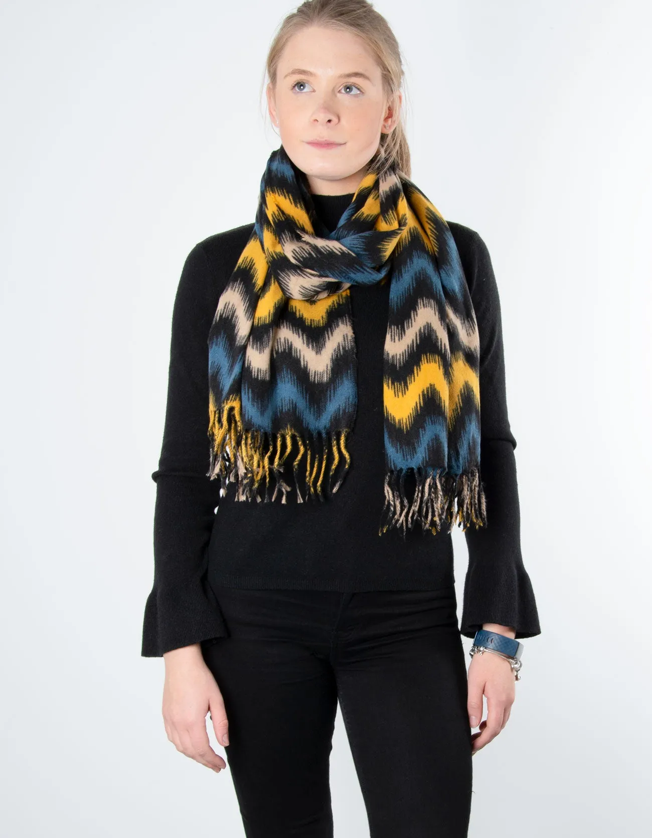 Zig Zag Scarf | Teal / Yellow