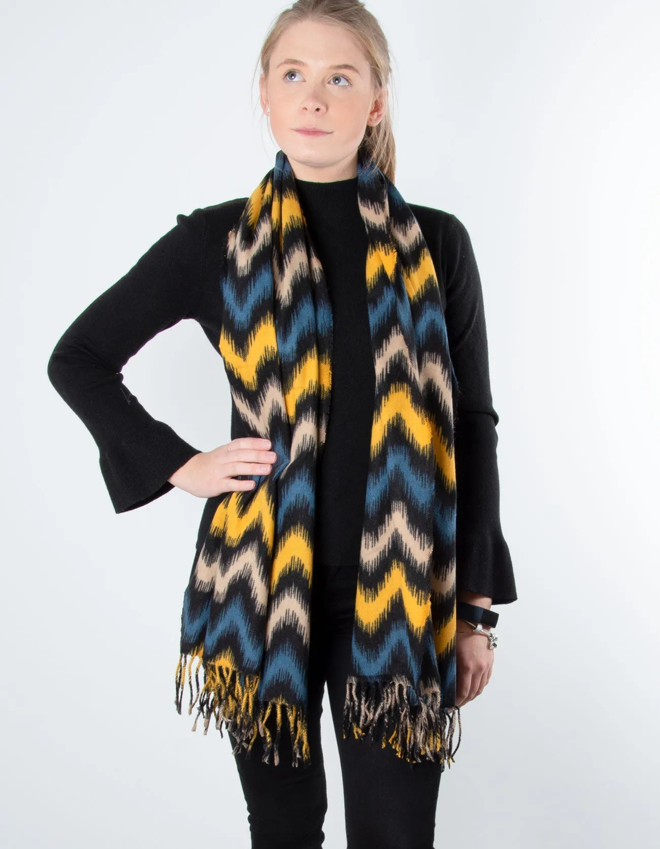 Zig Zag Scarf | Teal / Yellow