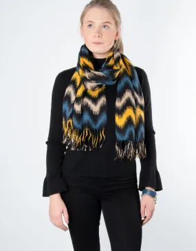 Zig Zag Scarf | Teal / Yellow